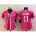 Women Dallas Cowboys #11 Micah Parsons Pink With Patch Cool Base Stitched Baseball Jersey