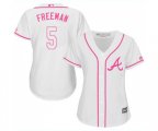 Women's Atlanta Braves #5 Freddie Freeman Replica White Fashion Cool Base Baseball Jersey