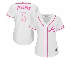 Women\'s Atlanta Braves #5 Freddie Freeman Replica White Fashion Cool Base Baseball Jersey