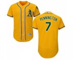 Oakland Athletics #7 Cliff Pennington Gold Alternate Flex Base Authentic Collection Baseball Jersey