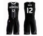 Detroit Pistons #12 Tim Frazier Authentic Black Basketball Suit Jersey - City Edition