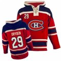 Montreal Canadiens #29 Ken Dryden Premier Red Sawyer Hooded Sweatshirt NHL Jersey
