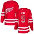 Detroit Red Wings #9 Gordie Howe Authentic Red Drift Fashion NHL Jersey