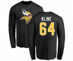 Minnesota Vikings #64 Josh Kline Black Name & Number Logo Long Sleeve T-Shirt