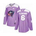 Columbus Blue Jackets #6 Adam Clendening Authentic Purple Fights Cancer Practice NHL Jersey
