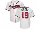 Atlanta Braves #19 R.A. Dickey Authentic White Team Logo Fashion Cool Base MLB Jersey