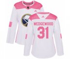 Women Adidas Buffalo Sabres #31 Scott Wedgewood Authentic White Pink Fashion NHL Jersey