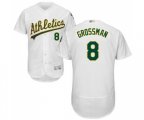 Oakland Athletics #8 Robbie Grossman White Home Flex Base Authentic Collection Baseball Jersey