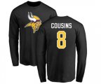 Minnesota Vikings #8 Kirk Cousins Black Name & Number Logo Long Sleeve T-Shirt