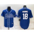 Indianapolis Colts #18 Peyton Manning Blue Stitched MLB Cool Base Nike Baseball Jersey