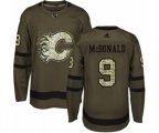 Calgary Flames #9 Lanny McDonald Authentic Green Salute to Service Hockey Jersey