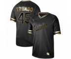 Baltimore Orioles #45 Mark Trumbo Authentic Black Gold Fashion Baseball Jersey