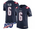 New England Patriots #6 Ryan Allen Limited Navy Blue Rush Vapor Untouchable 100th Season Football Jersey