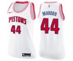 Women's Detroit Pistons #44 Rick Mahorn Swingman White Pink Fashion Basketball Jersey