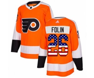 Adidas Philadelphia Flyers #26 Christian Folin Authentic Orange USA Flag Fashion NHL Jersey