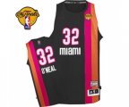 Miami Heat #32 Shaquille O'Neal Authentic Black ABA Hardwood Classic Finals Patch Basketball Jersey