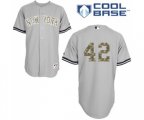 New York Yankees #42 Mariano Rivera Authentic Grey USMC Cool Base Baseball Jersey