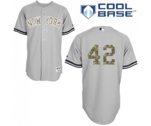 New York Yankees #42 Mariano Rivera Authentic Grey USMC Cool Base Baseball Jersey