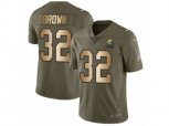 Cleveland Browns #32 Jim Brown Limited Olive Gold 2017 Salute to Service NFL Jersey