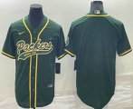 Green Bay Packers Blank Green Stitched MLB Cool Base Nike Baseball Jersey