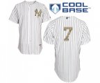 New York Yankees #7 Mickey Mantle Authentic White USMC Cool Base Baseball Jersey