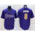 Baltimore Ravens #8 Lamar Jackson Black Gold With Patch Cool Base Stitched Baseball Jersey
