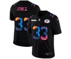 Green Bay Packers #33 Aaron Jones Men's Nike Multi-Color Black 2020 NFL Crucial Catch Vapor Untouchable Limited Jersey