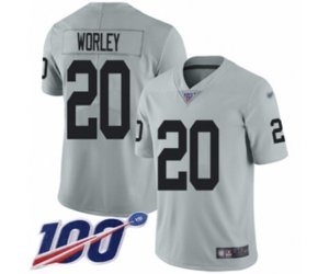 Oakland Raiders #20 Daryl Worley Limited Silver Inverted Legend 100th Season Football Jersey
