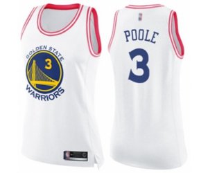 Women\'s Golden State Warriors #3 Jordan Poole Swingman White Pink Fashion Basketball Jersey