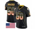 Pittsburgh Steelers #50 Ryan Shazier Limited Black Rush USA Flag Football Jersey