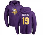 Minnesota Vikings #19 Adam Thielen Purple Name & Number Logo Pullover Hoodie