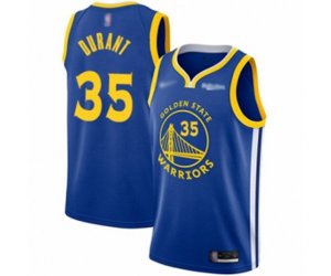 Golden State Warriors #35 Kevin Durant Authentic Royal Finished Basketball Jersey - Icon Edition