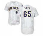 Milwaukee Brewers #65 Burch Smith White Home Flex Base Authentic Collection Baseball Jersey