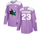 Adidas San Jose Sharks #23 Barclay Goodrow Authentic Purple Fights Cancer Practice NHL Jersey