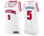 Women's Detroit Pistons #5 Luke Kennard Swingman White Pink Fashion Basketball Jersey