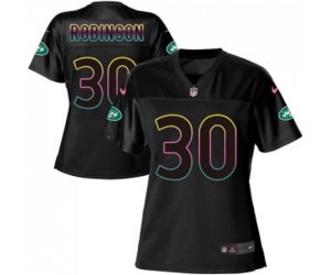 Women New York Jets #30 Rashard Robinson Game Black Fashion Football Jersey