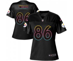 Women Pittsburgh Steelers #86 Hines Ward Game Black Fashion Football Jersey