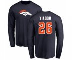Denver Broncos #26 Isaac Yiadom Navy Blue Name & Number Logo Long Sleeve T-Shirt