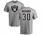 Oakland Raiders #30 Jalen Richard Ash Name & Number Logo T-Shirt