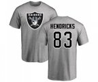 Oakland Raiders #83 Ted Hendricks Ash Name & Number Logo T-Shirt