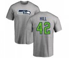 Seattle Seahawks #42 Delano Hill Ash Name & Number Logo T-Shirt