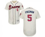 Atlanta Braves #5 Freddie Freeman Cream Alternate Flex Base Authentic Collection Baseball Jersey
