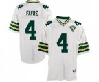 Green Bay Packers #4 Brett Favre Authentic White With 75th Patch Throwback Football Jersey