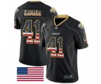 New Orleans Saints #41 Alvin Kamara Limited Black Rush USA Flag Football Jersey
