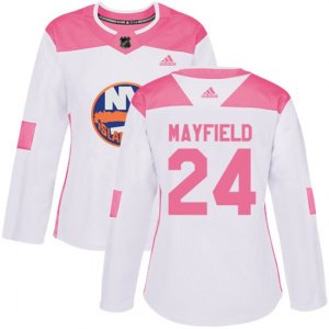 Women New York Islanders #24 Scott Mayfield Authentic White Pink Fashion NHL Jersey
