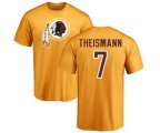 Washington Redskins #7 Joe Theismann Gold Name & Number Logo T-Shirt