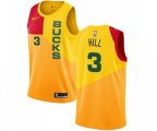 Milwaukee Bucks #3 George Hill Swingman Yellow Basketball Jersey - City Edition