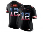 2016 US Flag Fashion Ohio State Buckeyes C.Jones #12 College Football Limited Jersey - Blackout