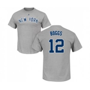 New York Yankees #12 Wade Boggs Gray Name & Number T-Shirt