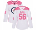 Women Winnipeg Jets #56 Marko Dano Authentic White Pink Fashion NHL Jersey